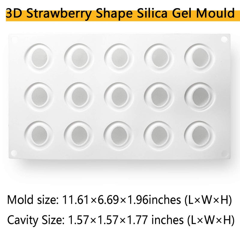 OCPO KITCHEN 3D Strawberry Silicone Mold for Baking Mousse Cake, Fruit Dessert, Pastry, Chocolate, Pudding, Ice Cream, Cake Decoration Mold, Strawberry Shape (15 Cavity) - Image 2